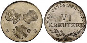 RÖMISCH-DEUTSCHES REICH 
 FRANZ II., als Römischer und erblich Österreichischer Kaiser, 1804-1806 
 6 Kreuzer 1804 H, Günzburg, für Vorderösterreich...