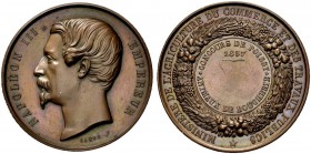 EUROPÄISCHE MÜNZEN UND MEDAILLEN 
 FRANKREICH 
 KÖNIGLICHE MÜNZEN 
 SECOND EMPIRE, 1852-1870 
 Bronze-Preismedaille 1857 (von Caqué) der Schlachtv...