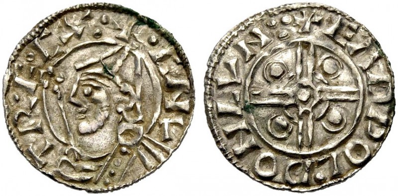 EUROPÄISCHE MÜNZEN UND MEDAILLEN 
 GROSSBRITANNIEN 
 CNUT, 1016-1035. Penny, h...