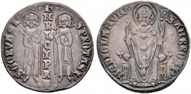 EUROPÄISCHE MÜNZEN UND MEDAILLEN 
 ITALIEN 
 MILANO (LOMBARDIA) 
 HEINRICH VII. VON LUXEMBURG, 1310-1313. Grosso da due soldi. St. Gervasius und St...