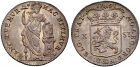 EUROPÄISCHE MÜNZEN UND MEDAILLEN 
 NIEDERLANDE 
 UTRECHT, PROVINZ, 1581-1795 
 10 Stuiver 1791. Gekröntes Wappen. Rv. Stehende Belgia. Prachtexempl...