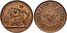 EUROPÄISCHE MÜNZEN UND MEDAILLEN 
 SCHWEIZ 
 ZÜRICH 
 MEDAILLEN 
 Bronzemedaille 1877 (von Durussel) auf das Freischiessen in Winterthur. Junger S...