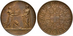 EUROPÄISCHE MÜNZEN UND MEDAILLEN 
 SCHWEIZ 
 ZÜRICH 
 MEDAILLEN 
 Bronzemedaille 1898 (von Hans Frei) auf die Eröffnung des Schweizerischen Landes...