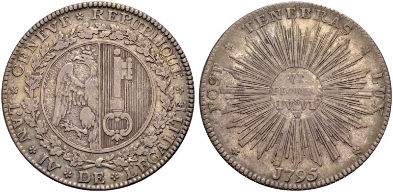 EUROPÄISCHE MÜNZEN UND MEDAILLEN 
 SCHWEIZ 
 GENF 
 Halbtaler 1795 (l'an IV)....