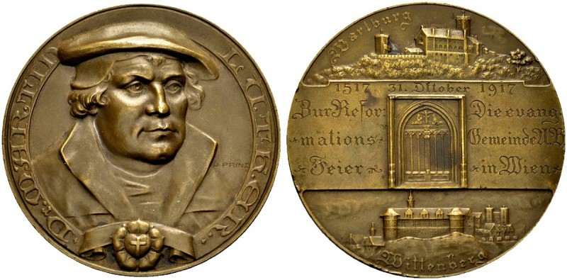 MEDAILLEN 
 THEMATISCHE MEDAILLEN 
 REFORMATION. Bronzemedaille 1917 (von Prin...
