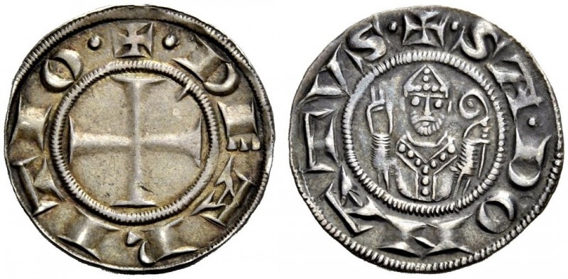 Arezzo. Repubblica, sec. XIII. Grosso da 12 denari (1230-1250), AR 1,81 g. ·+DE ...