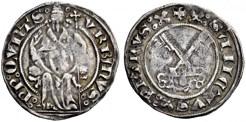 Avignone. Urbano V (Guillaume de Grimoard), 1362-1372. Grosso, AR 2,92 g. VRBANV...