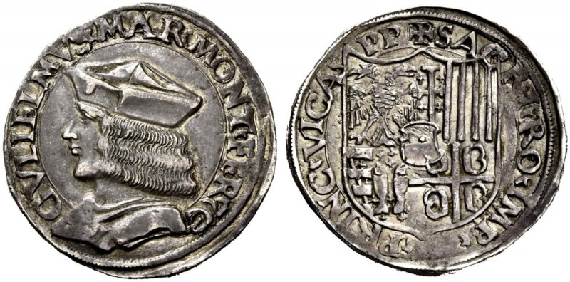 Casale. Guglielmo II Paleologo, 1494-1518. Testone, AR 9,42 g. GVLIELMVS MAR MON...