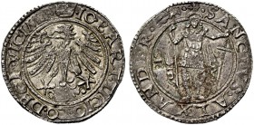 Desana. Giovanni Bartolomeo Tizzone, 1525-1533. Testone, AR 9,39 g. IO BART TICIO CO DECI VIC IMP Aquila coronata ad ali spiegate. Rv. SANCTVS ALEXAND...