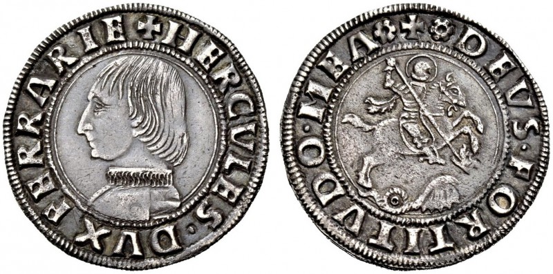 Ferrara. Ercole I d’Este, 1471-1505. Grossone, AR 3,67 g. HERCVLES DVX FERRARIE ...