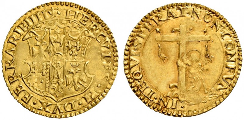 Ferrara. Ercole II d’Este, 1534-1559. Scudo, AV 3,33 g. HERCVLES II DVX FERRARIE...