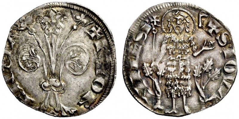 Firenze. Popolino, 1311 I semestre, AR 1,73 g. FLOR – ENTIA Giglio. Rv. + S IOVA...