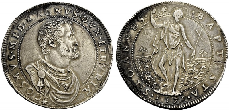 Firenze. III periodo: Granduca di Toscana, 1569-1574. Piastra 1571, AR 31,96 g. ...