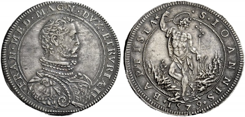 Firenze. Francesco I de’Medici, 1574-1587. Piastra 1579, AR 32,53 g. FRAN MED MA...