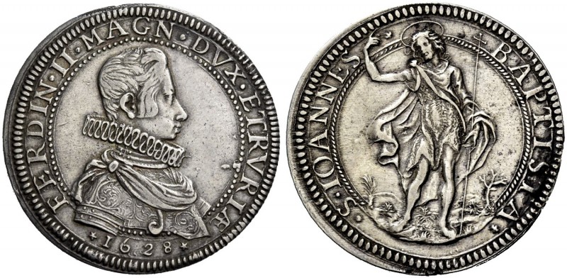 Firenze. Ferdinando II de’Medici, 1621-1670. Piastra 1628, AR 32,08 g. FERDIN II...