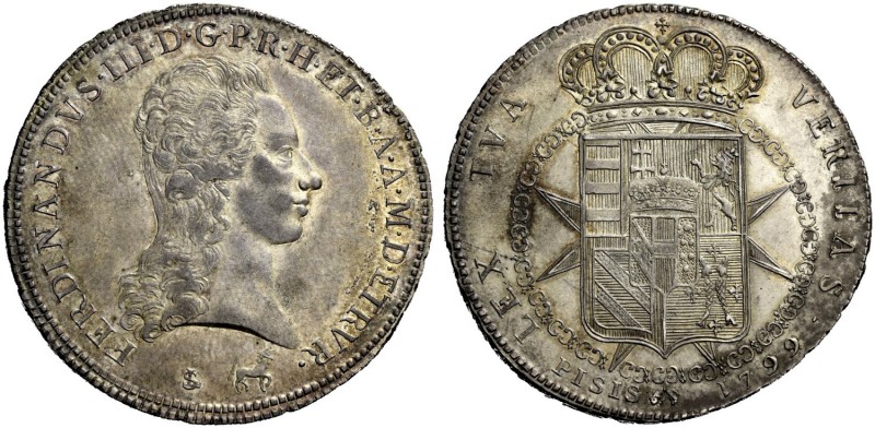 Firenze. Ferdinando III di Lorena, 1790-1801. Francescone 1799, AR 27,28 g. FERD...