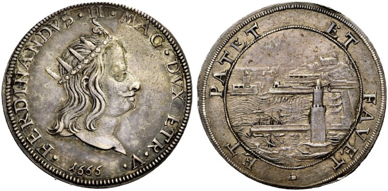 Livorno. Ferdinando II de’Medici, 1621-1670. Tollero 1666, AR 26,95 g. FERDINAND...