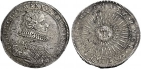 Mantova. Ferdinando Gonzaga, 1612-1626. Ducatone 1617, AR 31,89 g. FERD D G DVX MANT VI ET MONFER IV Busto drappeggiato e corazzato, a d., con collett...