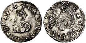 Messina. Carlo V imperatore, 1516-1556. Da 2 tarì 1548, AR 5,76 g. CAROLVS IMPERATOR Busto coronato a s. Rv. REX SICILIE 1540 Aquila ad ali spiegate. ...