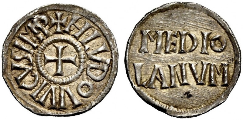 Milano. Ludovico il Pio imperatore e re d’Italia, 814-840. Denaro 819-822, AR 1,...