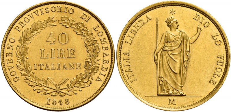 Milano. Governo Provvisorio di Lombardia, 1848. Da 40 lire 1848. Pagani 211. Cri...