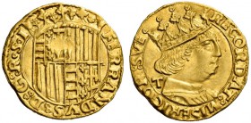 Napoli. Ferdinando I d’Aragona, 1458-1494. Ducato 1488-1494, AV 3,50 g. FERRNANDVS D G R S I Stemma coronato. Rv. RECORDAT MISERICOR SVE Busto coronat...
