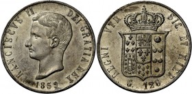 Napoli. Francesco II di Borbone, 1859-1860. Piastra 1859. Pagani 481. Pannuti-Riccio 1. MIR 537.
 q.Fdc