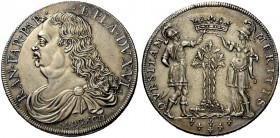 Parma. Ranuccio II Farnese, 1646-1694. Ducatone 1692, AR 31,90 g. RAN FAR PAR Έ PLA DVX VI Busto paludato a s.; sotto MDCXCII / G G (Giovanni Gualtier...