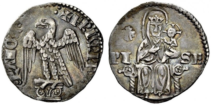 Pisa. Aquilino minore 1296-1312, AR 1,95 g. FRIMPE – RATOR Aquila ad ali spiegat...