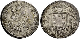 Pisa. Ferdinando I de’Medici, 1587-1608. Tallero 1604, AR 28,43 g. FERDINANDVS MED MAG ETR DVX III Busto con corona radiata a d., scettro nella mano d...