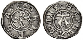 Recanati. Repubblica sec. XV. Bolognino, AR 0,92 g. DE RECA Lettere NETO disposte a croce. Rv. SANCTA MARI nel campo grande A accantonata da quattro c...