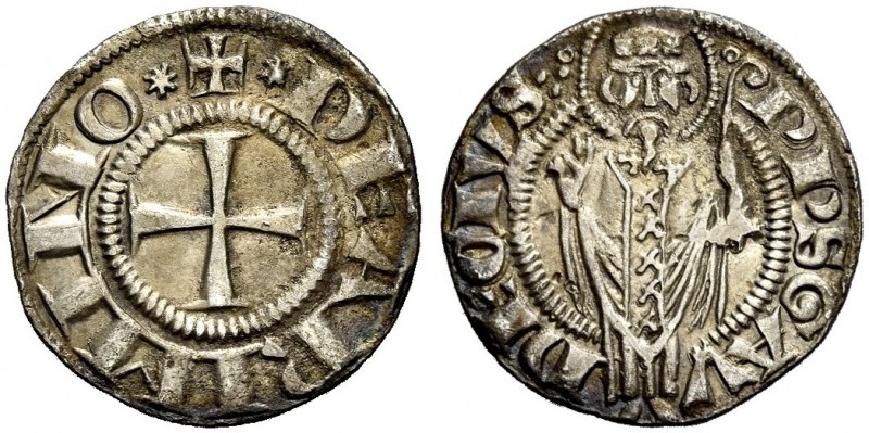 Rimini. Comune, 1250-1385. Grosso agontano, AR 1,94 g. DE ARIMINO Croce patente....