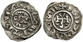 Roma. Gregorio IV, 827-844 con Ludovico il Pio, 827-840. Denaro, AR 1,57 g. SCS PETRVS intorno a GRE / II. Rv. LVDOVVICVS IP intorno a PIVS in monogra...