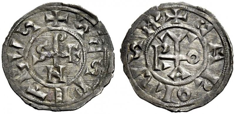 Roma. Stefano VI, 885-891 con Carlo III il grosso, 885-888. Denaro, AR 1,34 g. +...