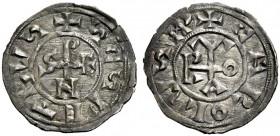 Roma. Stefano VI, 885-891 con Carlo III il grosso, 885-888. Denaro, AR 1,34 g. + SCS PETRVS monogramma di Stefano nel campo. Rv. + CAROLVS [IM’] ROMA ...