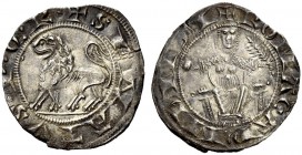 Roma. Monetazione anonima del secolo XIII. Grosso, AR 3,23 g. + SENATVS P Q R Leone gradiente a s. Rv. + ROMA CAPVT MVNDI Roma seduta in trono con glo...