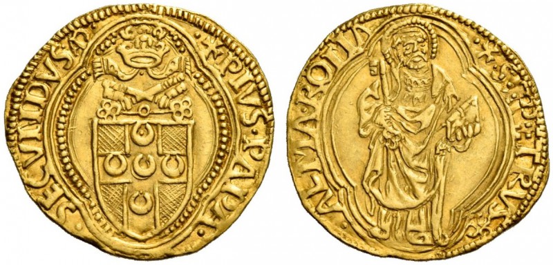 Roma. Pio II (Enea Silvio Piccolomini), 1458–1464. Ducato papale, AV 3,52 g. · P...