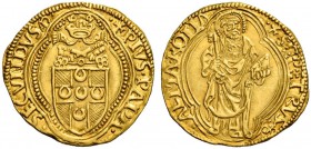 Roma. Pio II (Enea Silvio Piccolomini), 1458–1464. Ducato papale, AV 3,52 g. · PIVS·PAPA – SECVNDVS·An· (segno di Andrea Nicolai zecchiere) Stemma sor...