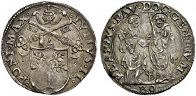 Roma. Giulio II (Giuliano Della Rovere), 1503-1513. Giulio, AR 3,88 g. IVLIVS II PONT MAX Stemma sormontato da triregno e chiavi decussate. Rv. PE APL...