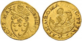 Roma. Clemente VII (Giulio de’Medici), 1523–1534. Fiorino di camera, AV 3,36 g. CLEMEN VII – PONT MAX Stemma sormontato da triregno e chiavi decussate...