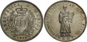 San Marino. Da 5 lire 1898. Pagani 357.
 q.Fdc