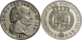 Savoia. Vittorio Emanuele I, 1802-1821. Da 5 lire 1816, Torino. Pagani 10. MIR 1030a.
 Molto Rara. Migliore di Spl