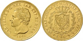 Savoia. Carlo Felice, 1821-1831. Da 80 lire 1826, Torino. Pagani 28. MIR 1032f.
 q.Spl