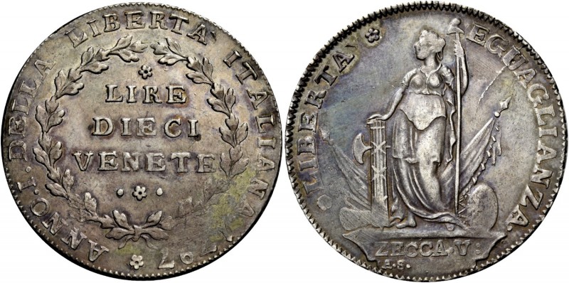 Venezia. Municipalità provvisoria, 1797. Da 10 lire venete anno I/1797. Pagani 1...