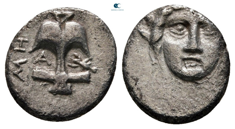 Thrace. Apollonia Pontica circa 410-323 BC. 
Diobol AR

12 mm, 1,01 g



...