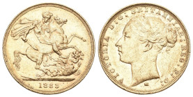 Australien 1883 M Victoria, 1837-1901. Sovereign , Melbourne. First young head. 7.96 g. Seaby 3857 B. Fr. 16. Gutes vorzüglich / Good extremely fine.