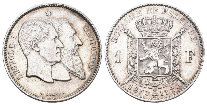 Belgien 1880 1 Francs Silber 4,96g selten in dieser Erhaltung bis unzirkuliert