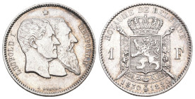 Belgien 1880 1 Francs Silber 4,96g selten in dieser Erhaltung bis unzirkuliert