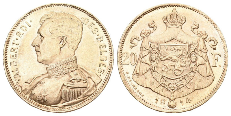 Belgien 1914 Königreich Albert, 1909-1934. 20 Francs 1914. 6,45 g. Schl. 31. Fr....