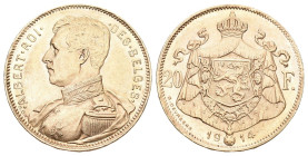 Belgien 1914 Königreich Albert, 1909-1934. 20 Francs 1914. 6,45 g. Schl. 31. Fr. 421. fast unzirkuliert